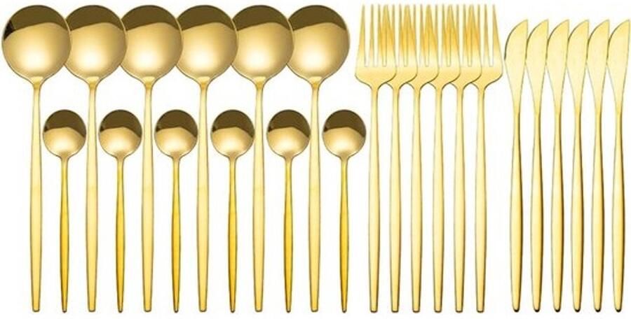 Bestekset Goud Servies Set Dineren met Familie Roestvrij Staal 24 Stuks Goud