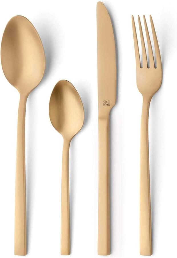 Bestekset Goud Servies Set Tafel Dekken PVD Coating 16 Delig Goud