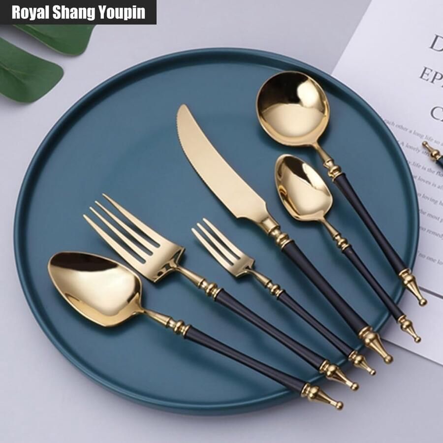 Bestekset Luxe Stijl Servies Zilverwerk Tafel Dekken Romeinse Pilaar Handvat 6 Stuks Zilver