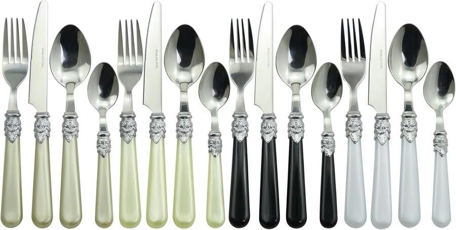Bestekset roestvrij staal Barokke handgrepen Casual lifestyle Met metalen standaard 16 delig Glam assortiment