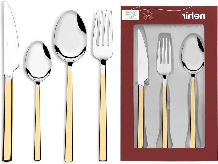 Bestekset Roestvrij Staal Elegante Bestek Tafel Dekken 50 Jaar Garantie 24 Delen Goud