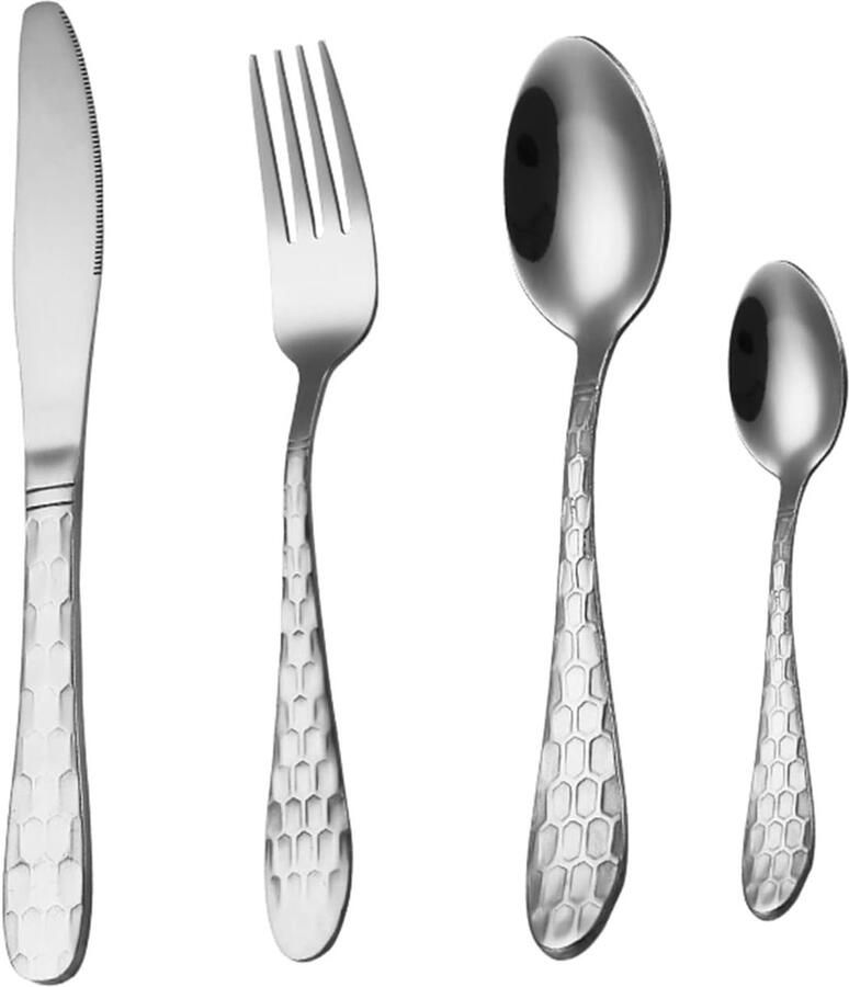 Bestekset Roestvrij Staal Gouden Lepel Vork Tafel Dekken Vaatwasserbestendig Voor 4 of 10 personen Goud