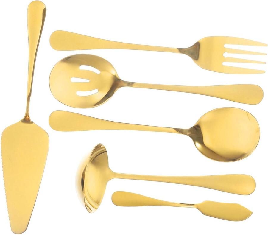 Bestekset Roestvrij Staal Servies Set Keukengerei Feestelijk Dineren Ergonomisch Handvatontwerp 21.9 cm Goudkleurig