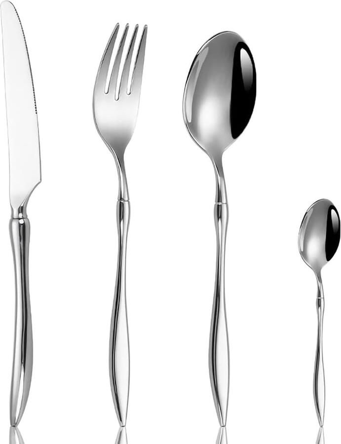 Bestekset Roestvrij Staal Zilverwerk Set Eten Dineren Duurzaam Materiaal 6 Personen Goudkleurig