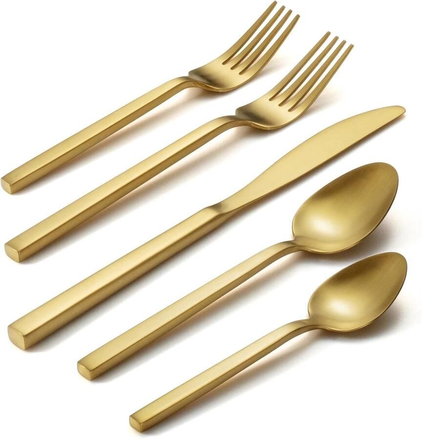 Bestekset Satijn Eetgerei Set Dagelijks Gebruik Roestvrij Staal 4 Personen Goud