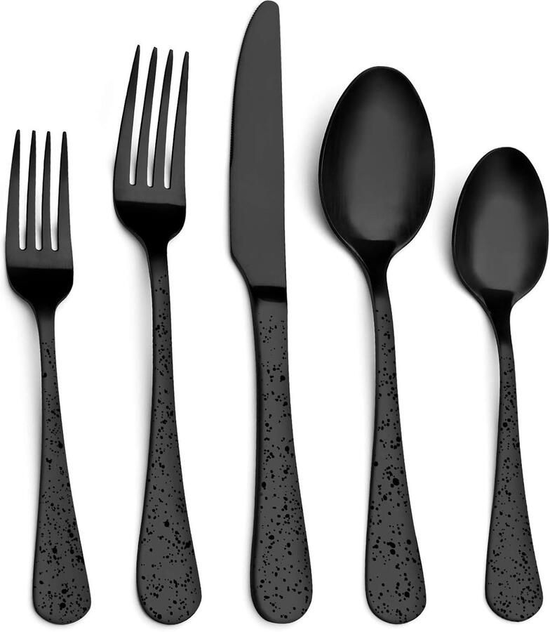 Bestekset Servies Bestek Tafelen Dineren Satijnen Afwerking 20-delig Mat Zwart