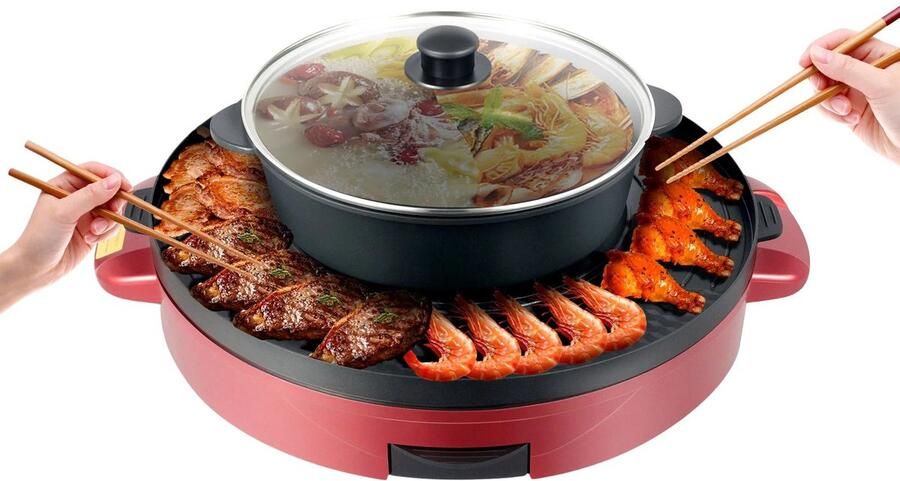 Betaalbare Goederen 2 In 1 Elektrische BBQ Grill 2000W Multifunctionele Grill Electrische BBQ Grill Apparaat Grillplaat Grillpan