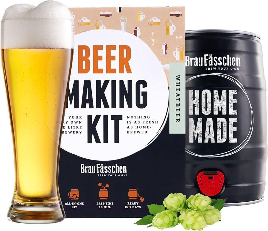 Bierbrouwset 5 Liter Zelf Bier Brouwen Witbier Brouwset met Ingrediënten en Fermentatievat Klaar in 7 Dagen Voor Beginners