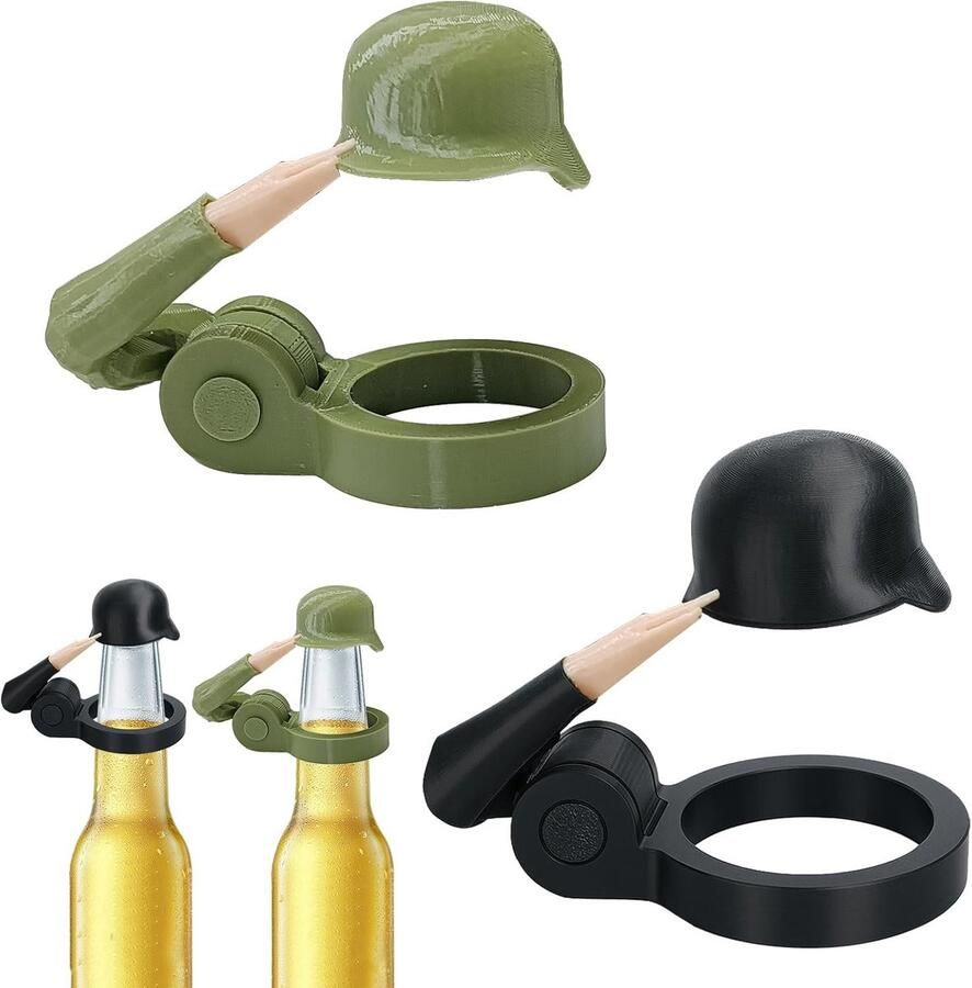 Bierflesdoppen Bierfles Dop 2 Stuks Creatieve Helm Bierfles Doppen Flesafdekking Stofdichte Drinkbeker Deksel Feest Accessoires & Gadget Groen & Zwart