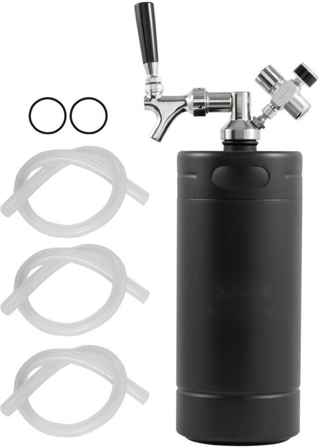 Biertapsysteem Mini Bierfust Growler 4 L Draagbaar Drukvat RVS Verstelbare Tapkraan CO2-Compatibel Houdt Bier Vers en Koolzuurhoudend