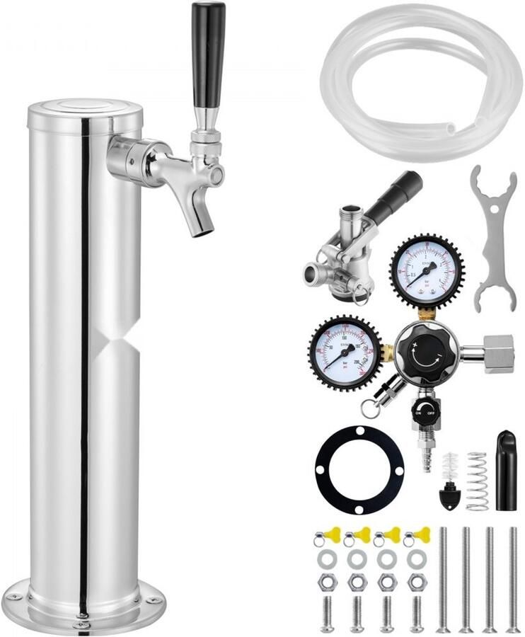 Biertoren Conversiekit voor Kegerator Biertap 1 Kraan Roestvrij Staal Dubbele Manometer W21.8 CO2-regelaar S-type Vatkoppeling