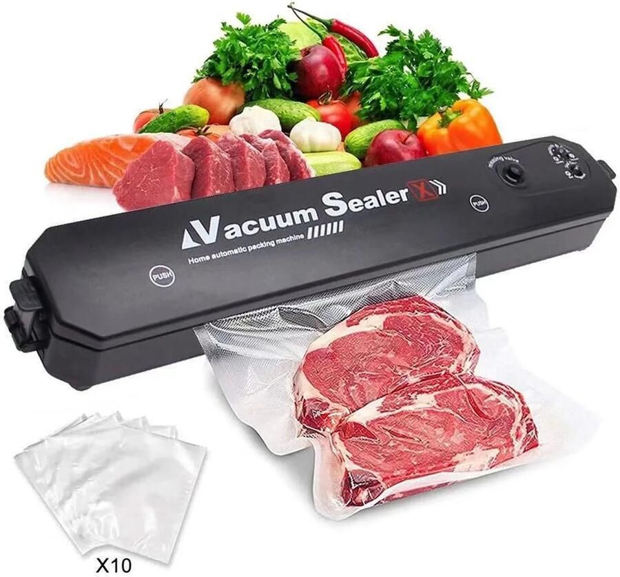 Billie & Loïs vacumeermachine Vacuümverpakkingsmachine Elektrisch 220V Eénknopsbediening Incl. 10 vacuümzakken