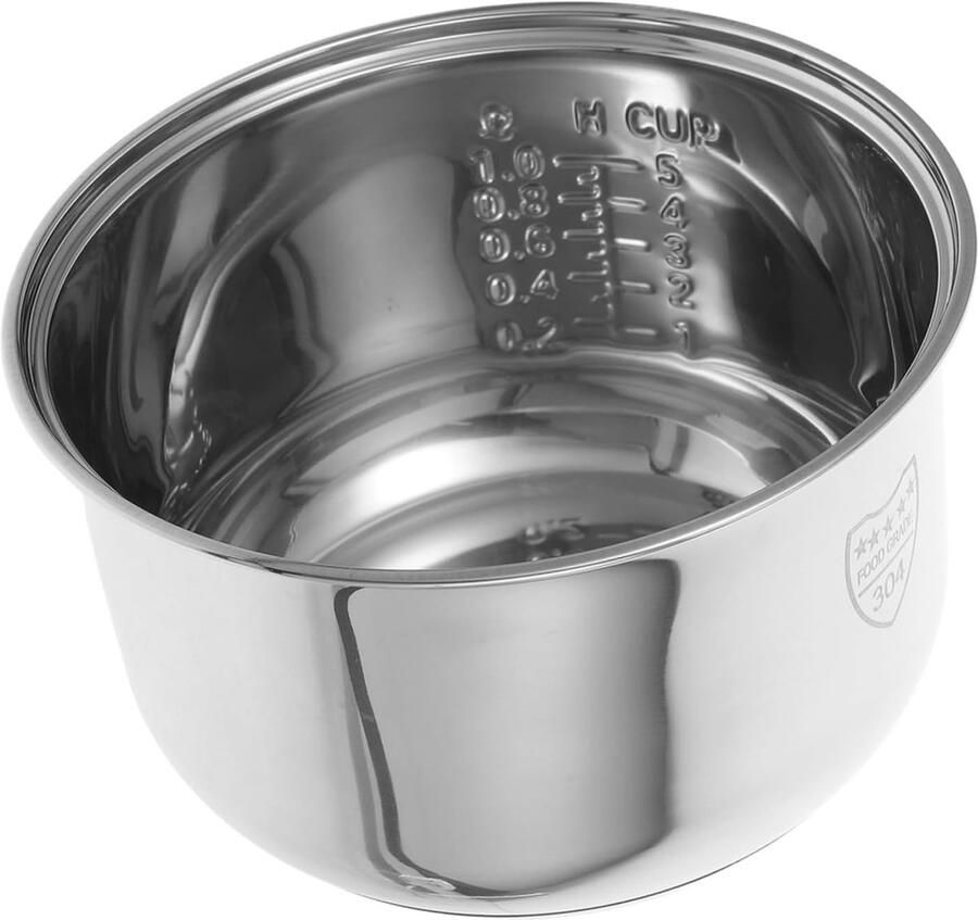 Binnenpan Rijstkoker Vervangende Pot Gelijkmatig Koken Roestvrij Staal 2 Liter Capaciteit Zilver