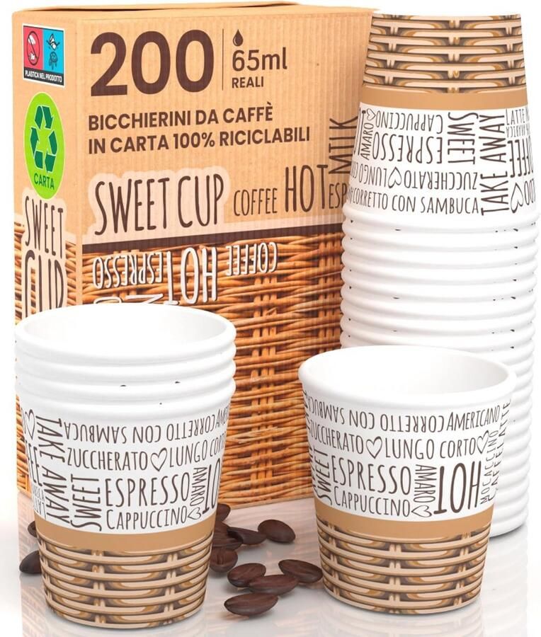 Biologisch afbreekbare espresso bekers 200 stuks 65 ml ecologische koffiebekers voor warme dranken