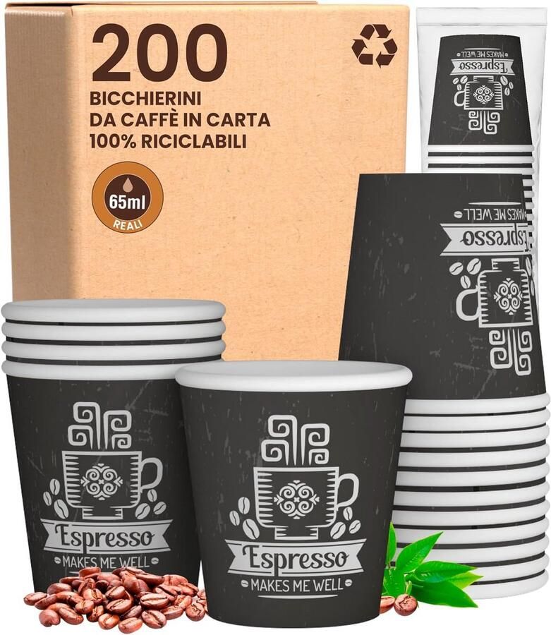 Biologisch afbreekbare espresso bekers 65 ml klein formaat voor koffie
