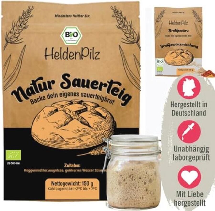 Biologisch Zuurdesem Starter Set voor Brood Bakken 100% Natuurlijke Ingrediënten Inclusief Recepten en Instructies