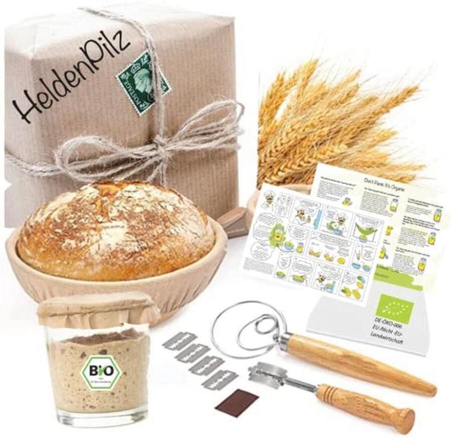 Biologische zuurdesem spelt starter set voor zelfgemaakt brood