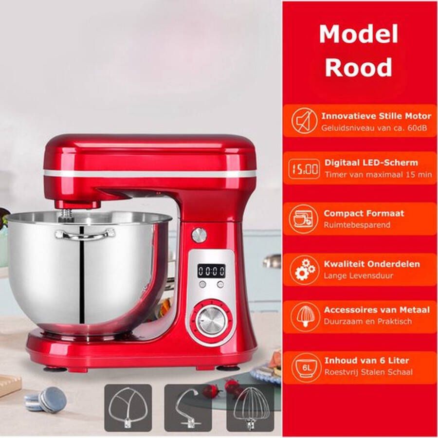 Brivia Keukenmachine Voedsel Mixer Blender Stille Motor Crème Ei Garde Deeg Kneder 6 Snelheid Standen 1200 W 6 Liter Capaciteit Keukenmixer Met Mengkom Keuken Machine Top Kwaliteit