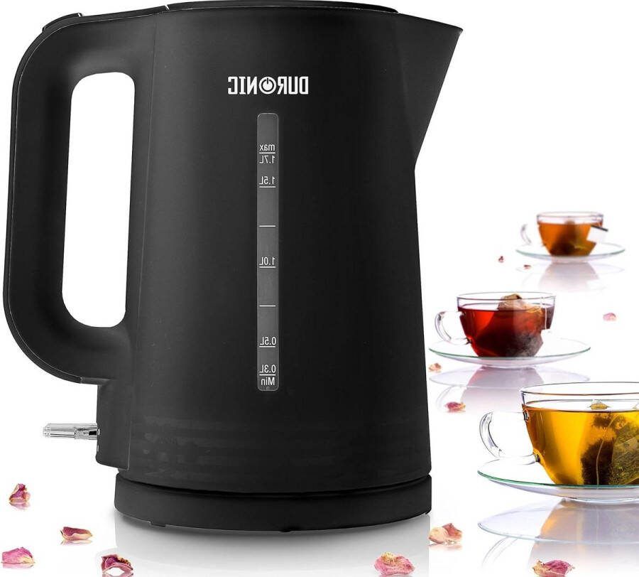 BK Waterkoker 17 liter 2200 watt eenvoudige reiniging snelkoken automatische uitschakeling Deksel met veer modern compact design 360 graden draaien kunststof Zwart