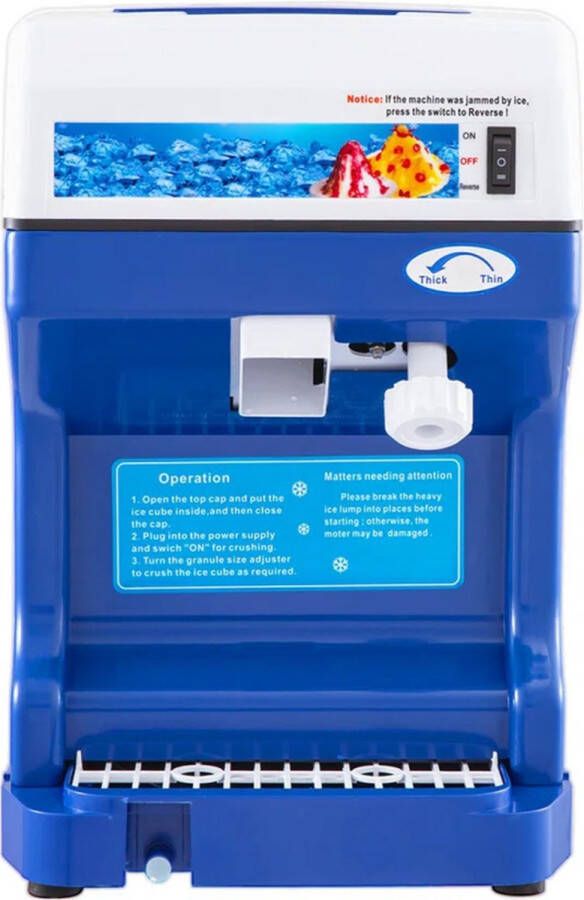 Blauwe Compacte en Duurzame Professionele Ijs Schaafmachine 120kg u 250W Betrouwbaar