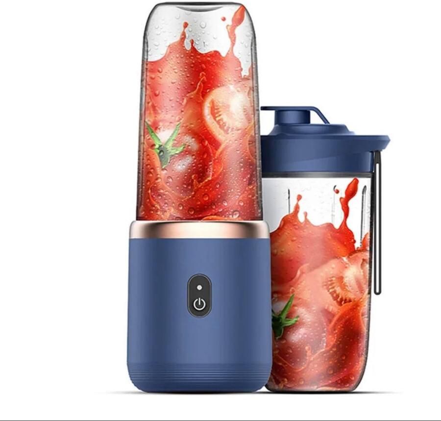 Blauwe draagbare mini blender-USB oplaadbaar-300ml-roestvrijstalen messen-reis smoothie maker