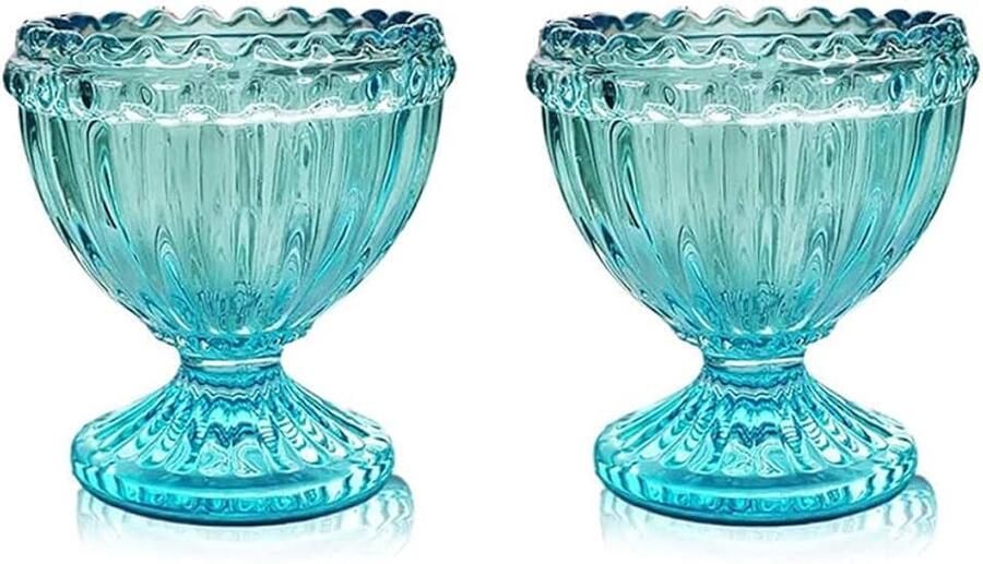 Blauwe glazen paaseierbekers voor zachte of hardgekookte eierhouders Pack 2 eierhouders voor ontbijt brunch keukengerei paasdecoratie eierbeker voor lente thuis feest servies decor