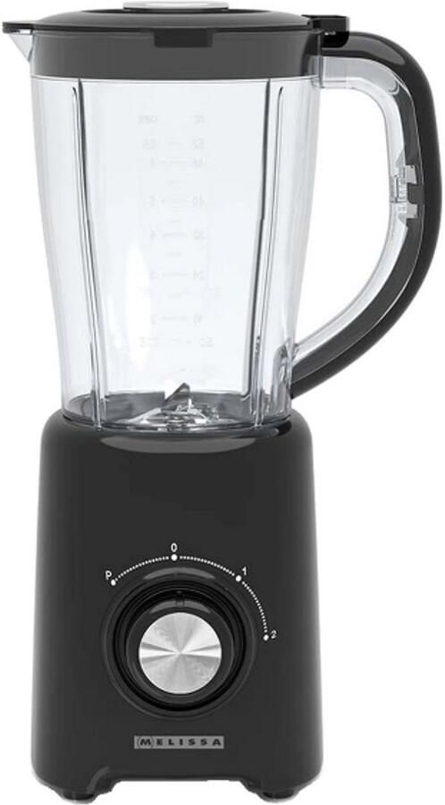 MELISSA Blender 800 W 2 snelheden + puls 4 roestvrijstalen messen 1 5 L plastic kan Zwart