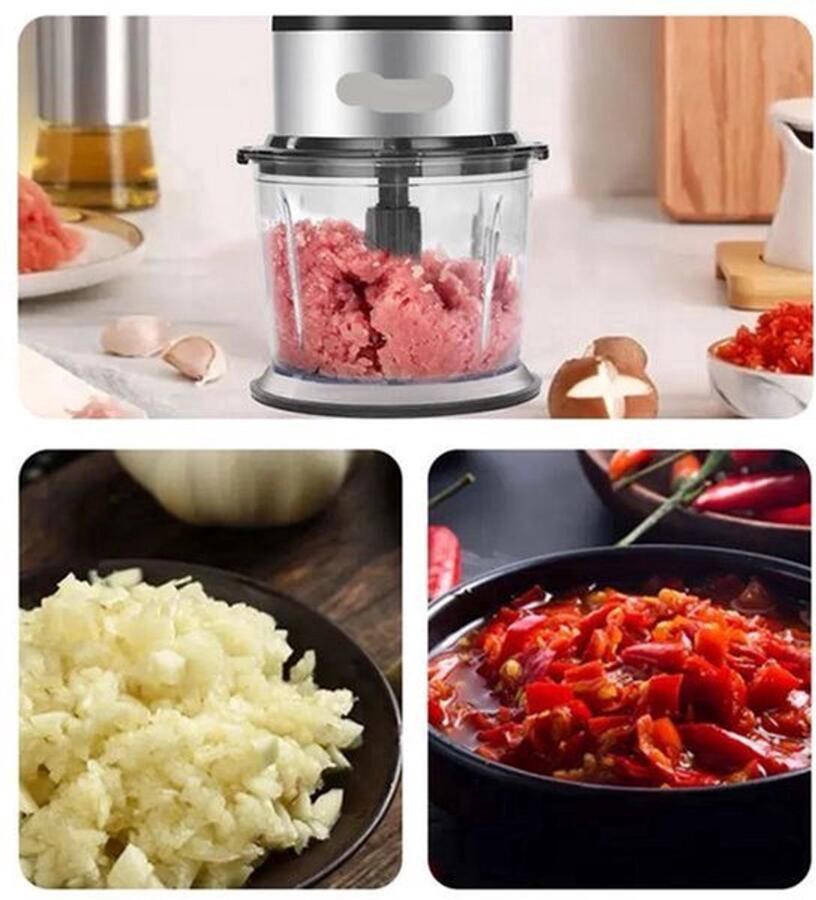 Blender 500W Vleesmolen Hakmolen Food Processor – 3-in-1 Smoothie Maker Coffee Grinder RVS-messen Eenvoudig Schoon te Maken