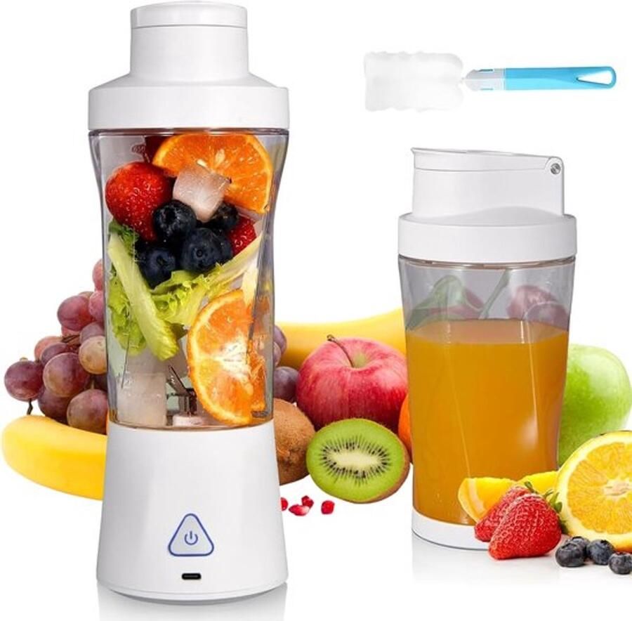 Blender Draagbare Blender mini blender 700 ml (24 oz) met 360 watt vermogen 6000 mAh zelfreinigende en BPA-vrije draagbare sapcentrifuge met 6 scherpe messen ideaal voor smoothies en versgeperste sappen Parelwit