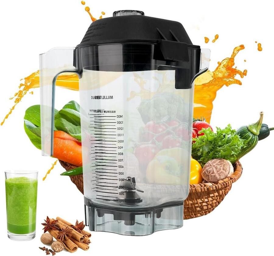 Blender Kan Reserve Kan Smoothies Maken Eenvoudig Ingrediënten Toevoegen 48 Ounces Zwart