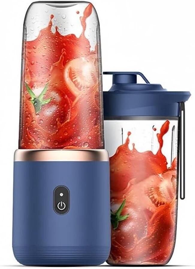 Blender mengblender smoothieblender met 2 bekers van 400 ml draagbare minimixer oplaadbaar geschikt voor het maken van sap smoothies en milkshakes