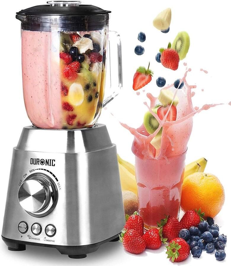 Blender met 1 5 Liter Glas Maatbeker 1000 W Smoothie en IJsvermaler Professionele Keukenblender voor Shakes en Sap