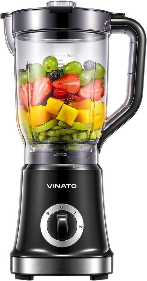 Blender met roestvrijstalen mesunit 1 8 liter 35.000 rpm 4 messen voor smoothies milkshakes sappen babyvoeding met antislipvoeten veiligheidsschakelaar