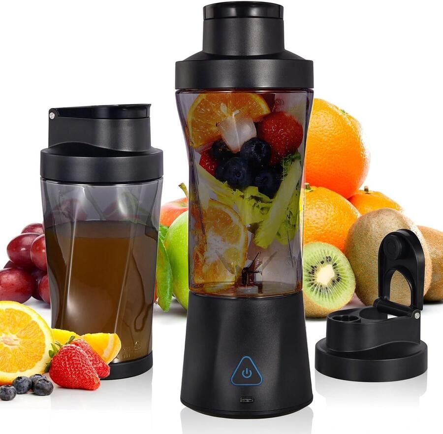 Blender Mini Blender To Go Smoothie Maker Fresh Juice Blender 6000 Mah Zelfreinigende En Bpa-Vrije Draagbare Sapcentrifuge Met 6 Scherpe Messen Ideaal Voor Smoothies & Milkshakes Zwart
