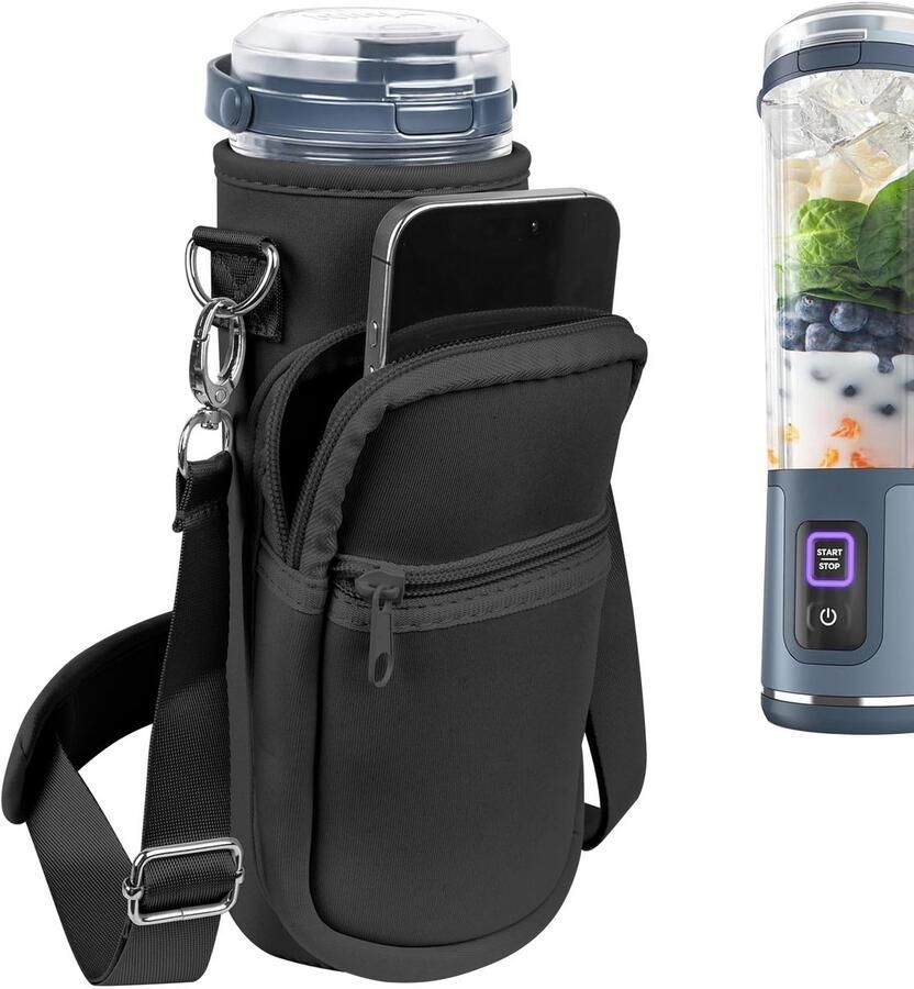Blender Opbergtas Verstelbare Smoothie Blender Draagtas met Schouderband Draagbare Kleine Blender Container Geschikt voor Ninja Handblender (Zwart)
