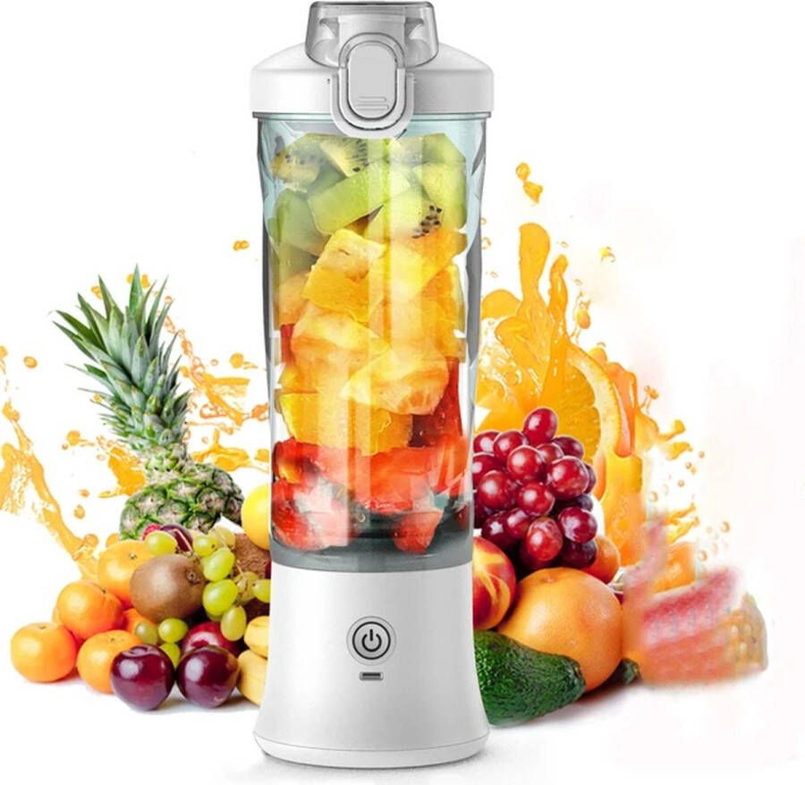 Blender Smoothie Blender To Go Portable Blender Mini Blender Draagbare Juicer Smoothie Maker Fruitmixer Draadloos 500 ML 20000 RPM Wit