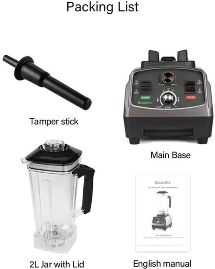 Blender Smoothie Maker Foodprocessor 2L BPA-vrije Mengkan 2200W Soepmaker met Timer Met Extra 3 Onderdelen