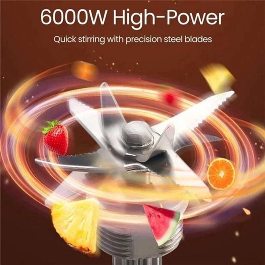Blender – Smoothiemaker – Powerblender – Keukenmixer – Staande Blender – 6000W Krachtige Motor – Groot 2 5L Inhoud