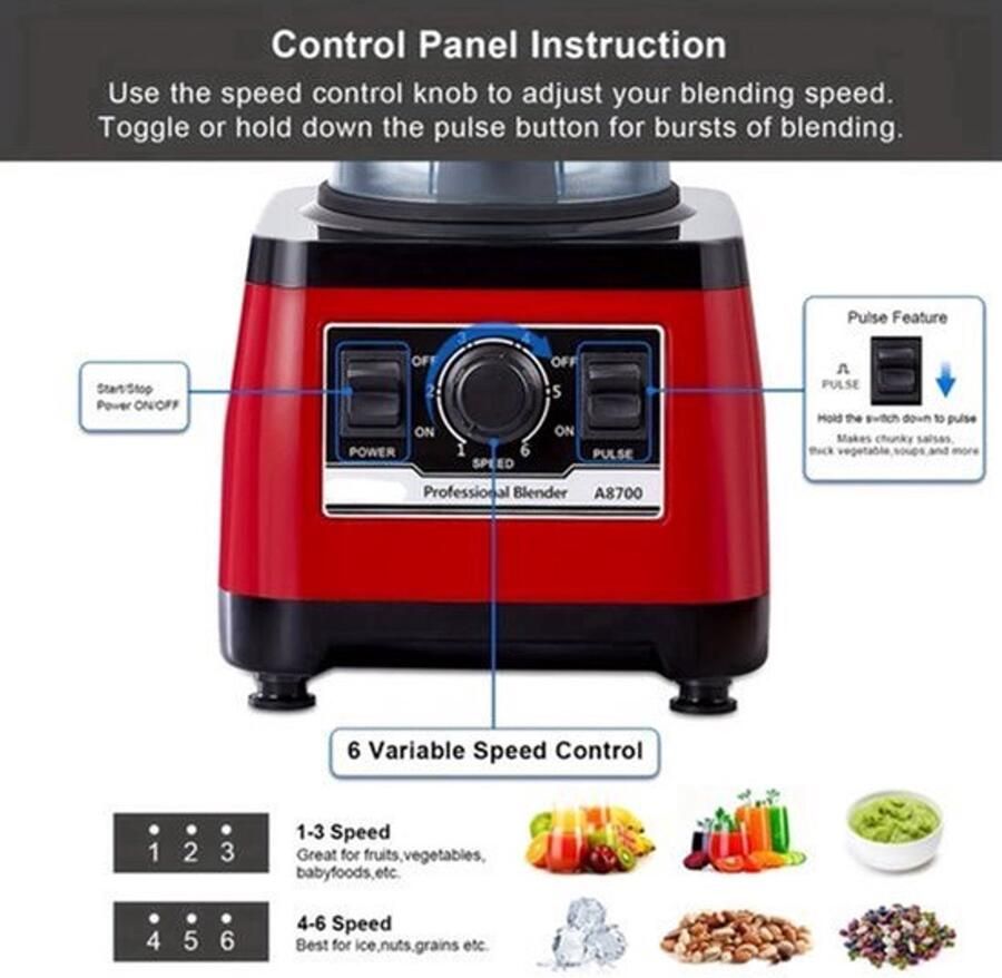 Blender – Smoothiemaker – Sapjesmaker – Keukenmixer – Mixer – 2200W Motor – Duurzaam Design