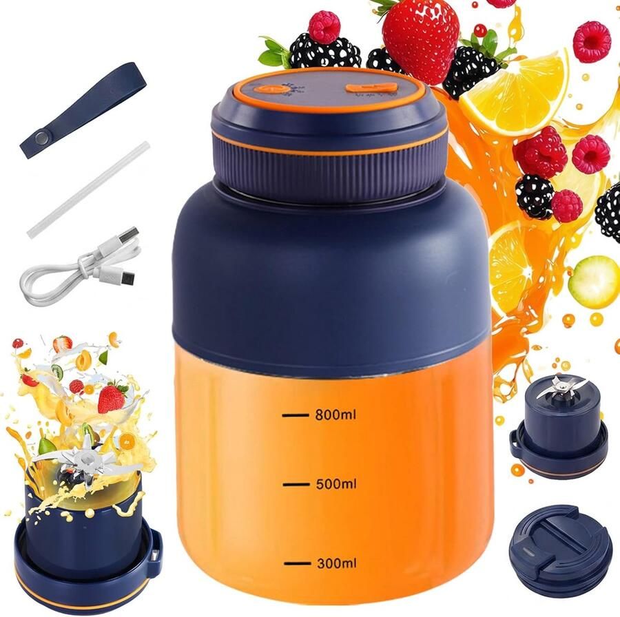 Blender To Go 1300 ml Mini Blender Draadloze Blender Smoothie maker Fruitpers Sapcentrifuge voor sport reizen en lichte maaltijden 20.5x9 5cm