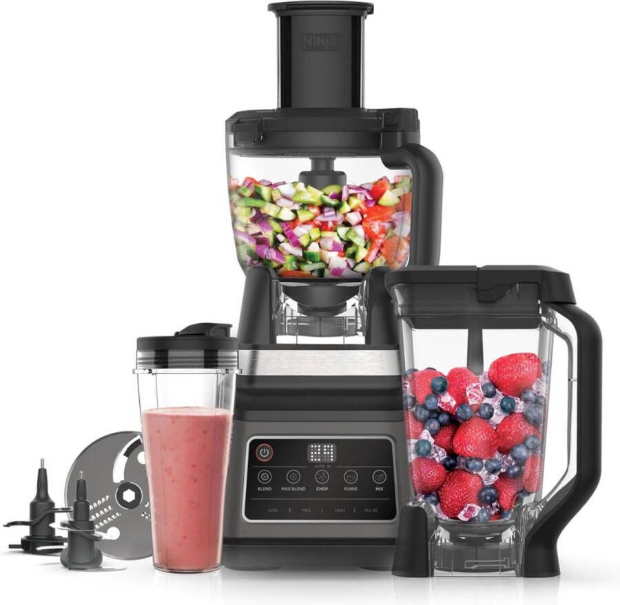 Multifunctionele Blender 4in1 Smootie Maker To Go 1 Liter Kan & 2x600ml Drinkfles Koffiemolen 1050W Antislipvoeten