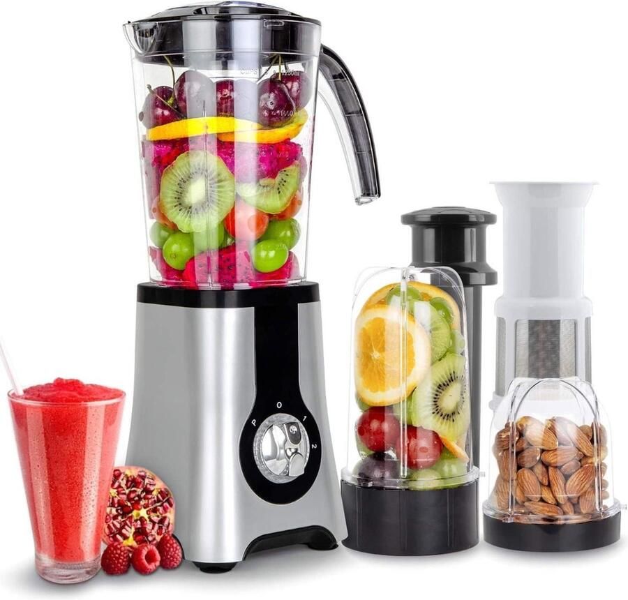 Multifunctionele Blender 4in1 Smootie Maker To Go 1 Liter Kan & 2x600ml Drinkfles Koffiemolen 1050W Antislipvoeten - Foto 4