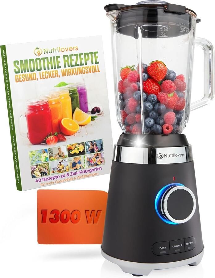 Blender Zwart 1 75L Glazen Container Voor Smoothies en Soepen