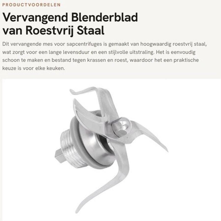 Blenderblad Vervangend Roestvrij Staal Duurzaam Makkelijk Schoon Te Maken Weerstand Bij Lage Temperatuur Geschikt Voor Sapcentrifuge Mes