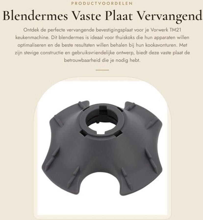 Blendermes Vaste Plaat Vervangende Bevestigingsplaat Onderdelen Keukenmachine Compatibel met Vorwerk TM21 Duurzaam Materiaal Keukenmachineonderdeel