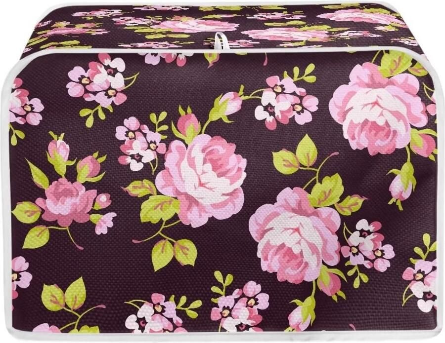 Bloemen Rose Print 2 Slice Broodrooster Cover Flwoer Keuken Kleine Apparaat Stofhoes Brood Toaster Oven Cover Keuken Vleeskuikens Organizer Bag Stof en Vingerafdruk Bescherming