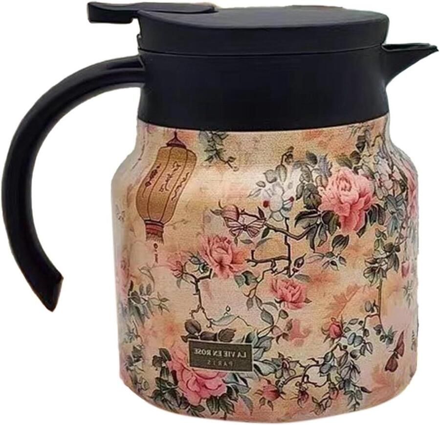 Bloemen Thee Waterkoker Theepot Thermoskan Warme Dranken Serveren Geïntegreerde Infuser 800 ml Meerkleurig