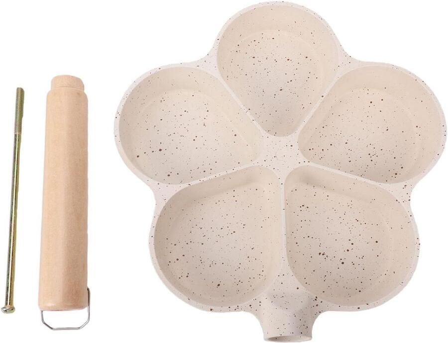 Bloemvormige Eierpan Omelet Pan Koekepan Ontbijt Bereiden Vijf Gevormde Secties 22 cm Zwart