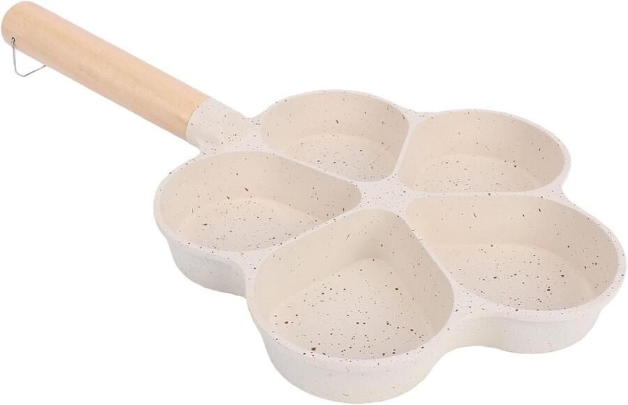 Eierpan 5 Secties Koekenpan Omelet Ontbijt Maken Bloemvormig Ontwerp 22 cm Diameter Zwart