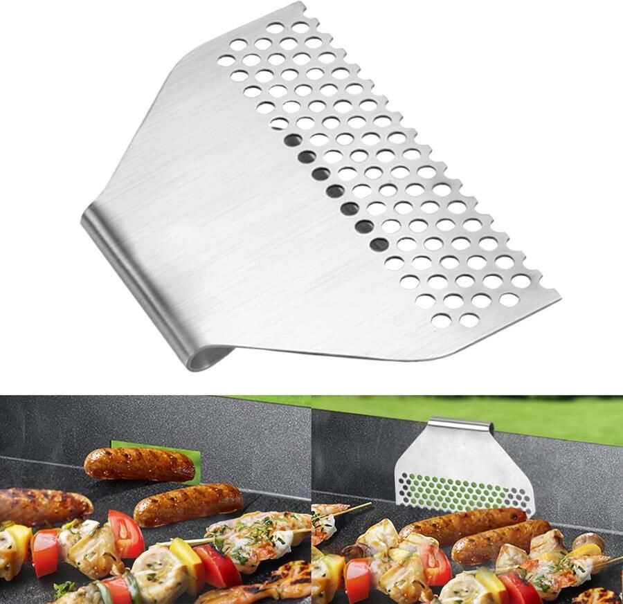 Blokker voor Bakplaat Vet Opvang Barbecue Schoonhouden Roestvrij Staal 11 x 5 cm Zilverkleurig